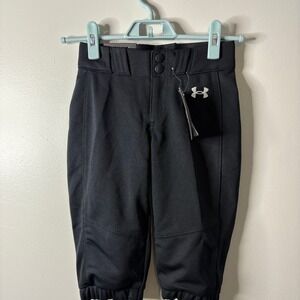 Under Armour Youth Girls XSmall Black G Utility Softball Pants Cropped NWT